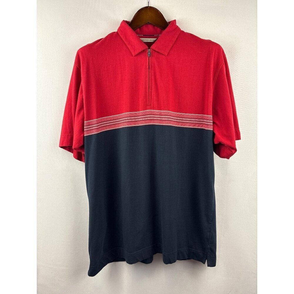 Men’s Vintage Cutter & Buck Large Half-Zip Red & Blue Polo Shirt
